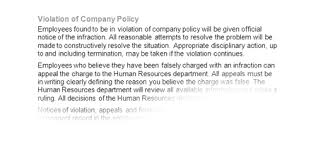 Violation Of Company Policy Guidelines