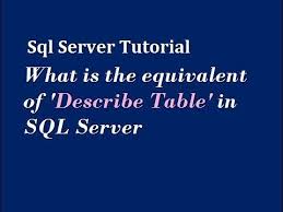 how to describe table in sql server