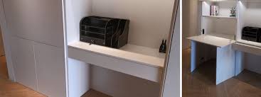 You save space when the table is not being used as it can be folded away. Fold Down Desk Enlarge Space Using