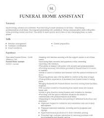 funeral home istant resume exle