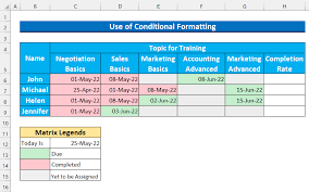 a training matrix in excel