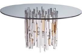 Clear round glass tabletop may you use as office tables, lobby tables, business meetings tables, dining tables. Artistica Cityscape Cityscape Round Dining Table With 60 Inch Glass Top Jacksonville Furniture Mart Dining Tables