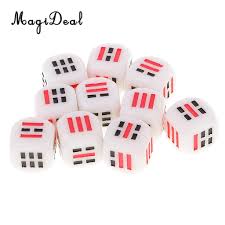 Magideal 10 Pieces Plastic 6 Sided D6 Astrology Dice For Divination Trigrams Toys Camping Hiking Travell Club Pub Supplies