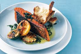 grilled salmon with basil and mint