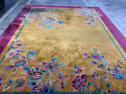antique chinese art deco rug gold