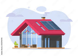 Solar Panel Power On Roof Vector Icon