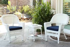 White Wicker Chair And End Table Set