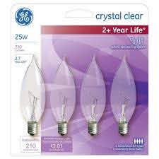 General Electric 4pk 25w Cac Long Life Incandescent Chandelier Light Bulb White Target