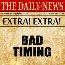 Bad Timing, Article Text In Newspaper Stock Photo, Picture and Royalty Free  Image. Image 71598858.