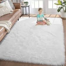 gy area rug white plush fluffy