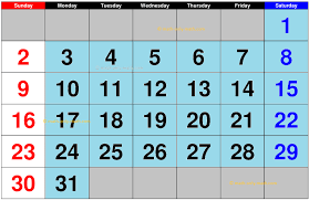 Calendar Calculating Days Days In
