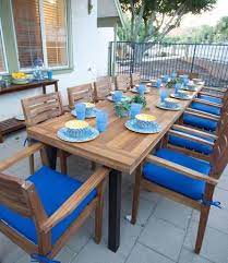 Wood Metal Outdoor Dining Table Set Arm