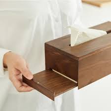 walnut tissue box cover rectangular