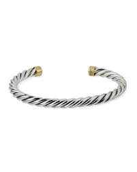 Mens Cable Cuff Bracelet W 18k Gold