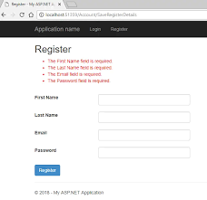 create login registration page in mvc