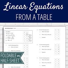 finding linear equations from a table