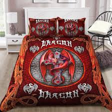 Viking Red Dragon Bedding Set Wow