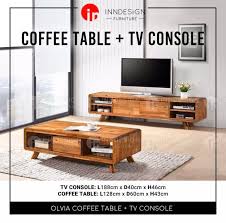 Solid Rubber Wood Tv Console Coffee