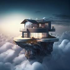 luxury modern house in the clouds dream