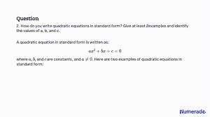 How Do You Write Quadratic Equations In