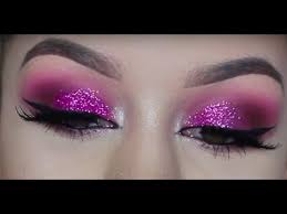 pink glitter smokey eye makeup tutorial