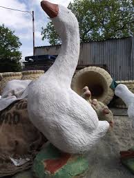 Large Standing Stone Goose Statue