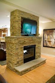 Double Sided Stone Fireplace Home