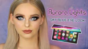 sky blue shimmer eye makeup tutorial