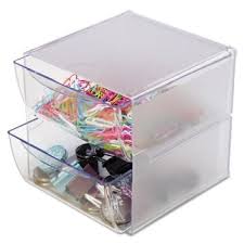 desk cube with 2 drawers clear plastic