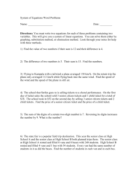 System Of Equations Word Problems