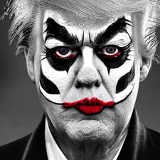 trump in psycho clown makeup black and
