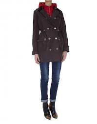 Brown Trench Coat With Detachable Red