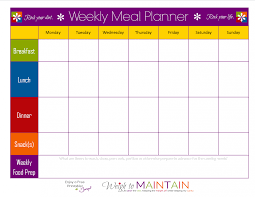 Weekly Food Chart Template Meal Schedule Template Planner
