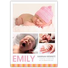 Colorful Baby Girl Photo Birth Announcements Paperstyle