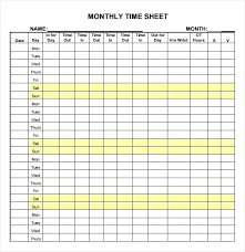 Monthly Time Sheet Template Timesheet Excel Project Sample