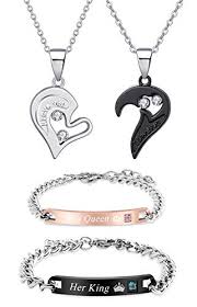 Surprise your lover this upcoming holiday season and take your relationship to a whole new level! 4pcs Couples Necklace Bracelet Set Couples Gifts For Him Her Matching I Love You Necklace B Pricepulse