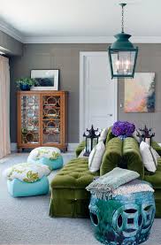 Green Velvet Sofa Eclectic Living