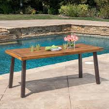 Noble House Dellateak Finish Rectangle Wood Outdoor Dining Table