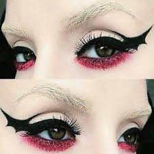 bat red glitter halloween makeup tspa