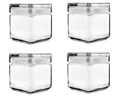 4x Anchor Hocking 1qt Square Stackable