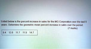 geometric mean percent increase