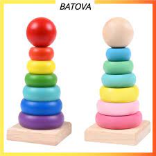 Đồ chơi cho bé tháp cầu vồng 7 màu bằng gỗ cho trẻ từ 1-3 tuổi thông minh  trí tuệ hơn BATOVA DG04 - Lục lạc