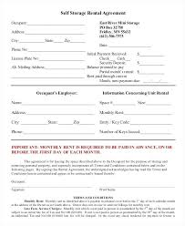 Self Storage Rental Agreement Form Contract Template Free