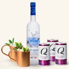 grey goose moscow mule with copper mugs