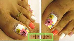 100+ diseños de uñas cortas decoradas. Unas De Los Pies Decoradas Con Flores Facil Pedicure Design Easy Flowers Youtube