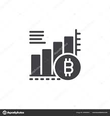 Bitcoin Growing Graph Chart Vector Icon Filled Flat Sign