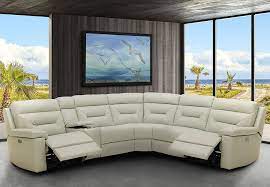 power reclining leather match sectional