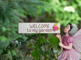fairy garden miniatures sign welcome to