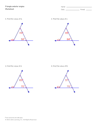 exterior angles of triangles worksheet