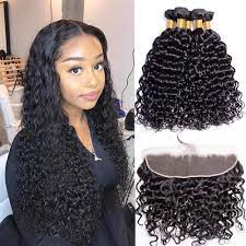 Beautyforever peruvian water wave 3bundles natural color. Amazon Com Water Wave With Frontal Hair Weave Human Hair Bundles With Lace Frontal With Bundles Water Wave Bundles With Frontal Closure Unprocessed Curly Virgin Hair With Frontal Wet And Wavy Hair
